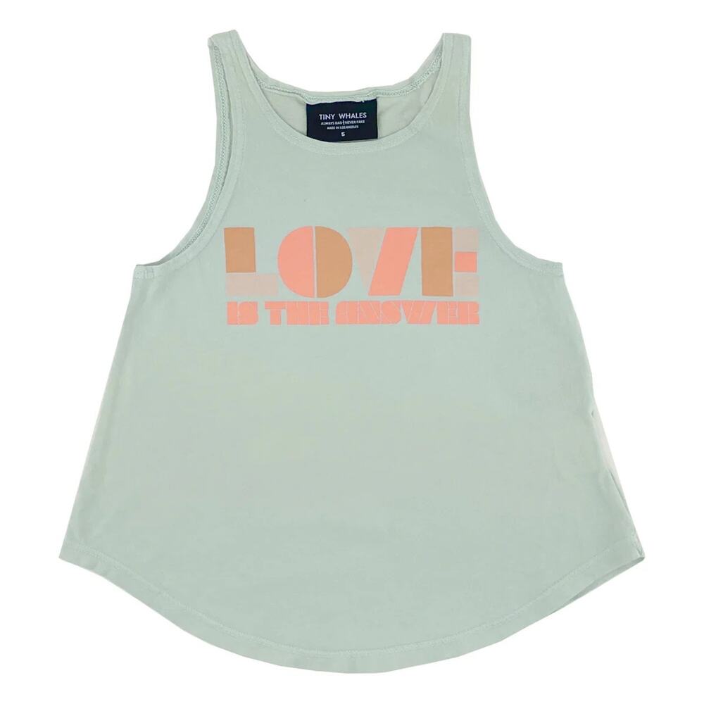 Tiny Whales Love is the Answer Graphic Tank Top Size 12/14 Kids New 100% Cotton